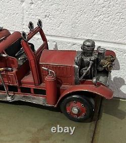 Rare Vintage Metal Tin Fire Truck Old Red Rare Collectible Truck 19 Red Truck