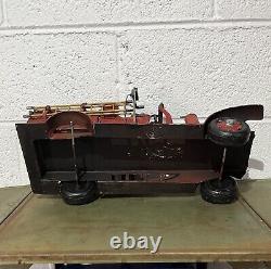 Rare Vintage Metal Tin Fire Truck Old Red Rare Collectible Truck 19 Red Truck