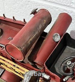 Rare Vintage Metal Tin Fire Truck Old Red Rare Collectible Truck 19 Red Truck