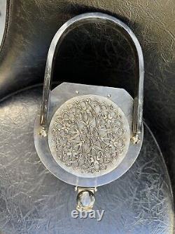 Rare Vintage Original RIALTO N. Y. Lucite Pearlized Gray Metal Filigree Top Purse