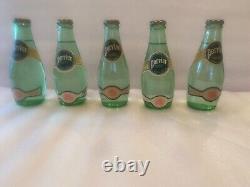 Rare/Vintage Perrier Metal Carrier & 5 6.5 Fl Oz Sealed Pry Off Cap Bottles
