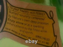 Rare/Vintage Perrier Metal Carrier & 5 6.5 Fl Oz Sealed Pry Off Cap Bottles