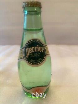 Rare/Vintage Perrier Metal Carrier & 5 6.5 Fl Oz Sealed Pry Off Cap Bottles