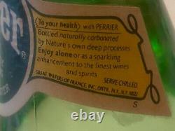 Rare/Vintage Perrier Metal Carrier & 5 6.5 Fl Oz Sealed Pry Off Cap Bottles