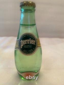 Rare/Vintage Perrier Metal Carrier & 5 6.5 Fl Oz Sealed Pry Off Cap Bottles