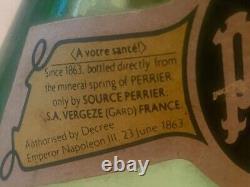 Rare/Vintage Perrier Metal Carrier & 5 6.5 Fl Oz Sealed Pry Off Cap Bottles