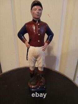 Rare Vintage Polychrome Metal Equestrian JOCKEY Sculpture 9 1/2 Keith Smykal