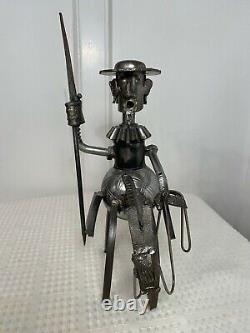 Rare Vintage Set Signed MICHEL JARRY Don Quixote & Sancho Panza Metal Sculptures