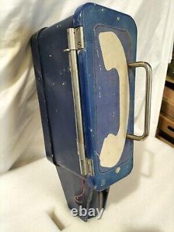 Rare Vintage Telephone Roadside Emergency Blue Phone Metal Housing Pole Mount