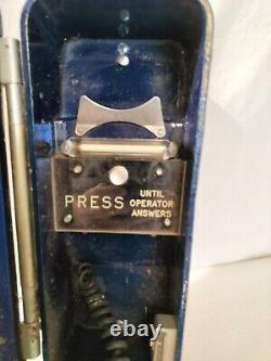 Rare Vintage Telephone Roadside Emergency Blue Phone Metal Housing Pole Mount