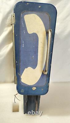 Rare Vintage Telephone Roadside Emergency Blue Phone Metal Housing Pole Mount