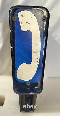 Rare Vintage Telephone Roadside Emergency Blue Phone Metal Housing Pole Mount