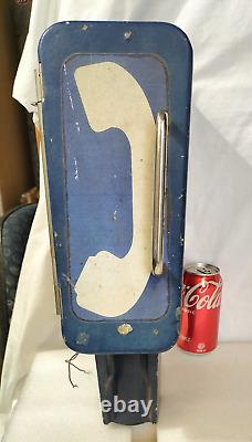 Rare Vintage Telephone Roadside Emergency Blue Phone Metal Housing Pole Mount