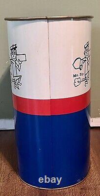 Rare Vintage c. 1960's Mr. Zip U. S. Mail Metal Trash Can