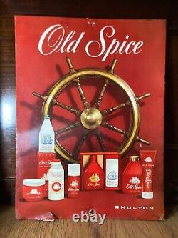 Rare Vintage paper and metal Old Spice advertising sign needs restoration