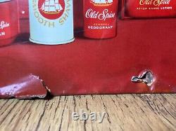 Rare Vintage paper and metal Old Spice advertising sign needs restoration