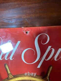 Rare Vintage paper and metal Old Spice advertising sign needs restoration