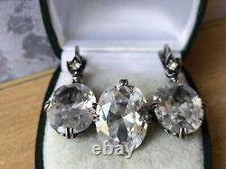 Rare Vintage set RING stone Earrings jewelry Metal USSr Soviet Size 7