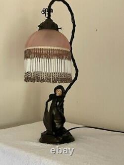 Rare! Vintage signed, Emile Bruchon Art Nouveau Style Metal Lamp- Beautiful EUC