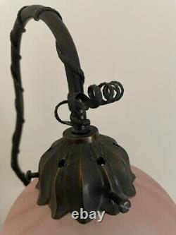 Rare! Vintage signed, Emile Bruchon Art Nouveau Style Metal Lamp- Beautiful EUC