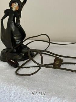 Rare! Vintage signed, Emile Bruchon Art Nouveau Style Metal Lamp- Beautiful EUC