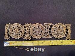 Rare Vtg American Chanel Novelty Co Reinad Cannetille Gold Metal Panel Bracelet