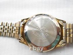 Rare Vtg Gold Plated 46943 Orient Tristar Day&date Mens Automatic Wristwatch