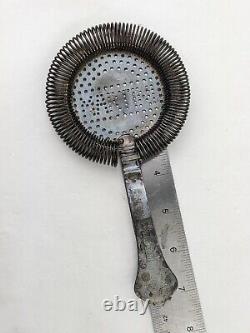Rare Vtg Silver Plated Martini Rossi Logo Cocktail Strainer Barware Hawthorne