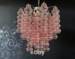 Rare top quality Murano Vintage chandelier 26 pink glasses tube