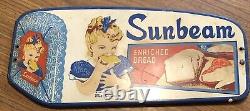 Rare vintage sunbeam bread little girl metal sign. 1930's