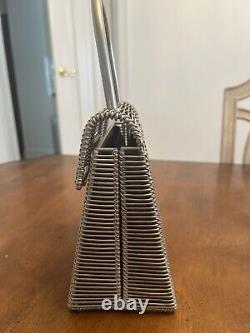 Salvatore Ferragamo Gancini Handbag Purse Silver Metal Cage Vintage RARE