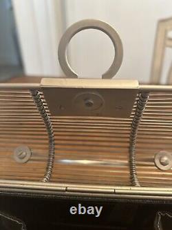 Salvatore Ferragamo Gancini Handbag Purse Silver Metal Cage Vintage RARE