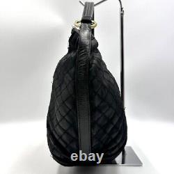 Super rare Prada One Shoulder Bag Metal Logo Matelasse Nylon Leather vintage