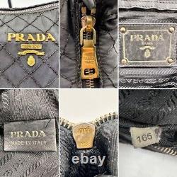 Super rare Prada One Shoulder Bag Metal Logo Matelasse Nylon Leather vintage