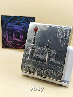 USSR Soviet Cigarette Case Vintage Kremlin 1951 year rare! Metal