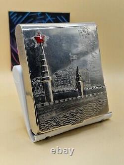 USSR Soviet Cigarette Case Vintage Kremlin 1951 year rare! Metal