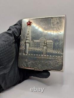 USSR Soviet Cigarette Case Vintage Kremlin 1951 year rare! Metal