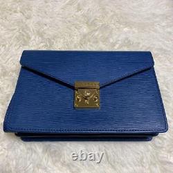 VERSACE Clutch Bag Vintage Rare Sunburst Metal Fittings Gold Blue from japan