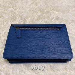 VERSACE Clutch Bag Vintage Rare Sunburst Metal Fittings Gold Blue from japan