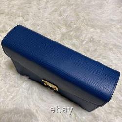 VERSACE Clutch Bag Vintage Rare Sunburst Metal Fittings Gold Blue from japan