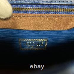 VERSACE Clutch Bag Vintage Rare Sunburst Metal Fittings Gold Blue from japan