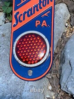 VINTAGE 1952 SCRANTON PA. METAL LICENSE PLATE TAG TOPPER (6.5x 2) RARE, NICE