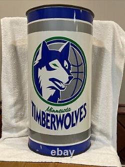 VINTAGE 1990's Minnesota Timberwolves 20 Inch Metal Trash Can, RARE-LOOK