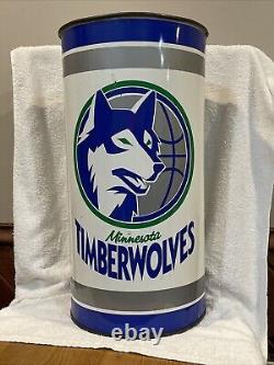 VINTAGE 1990's Minnesota Timberwolves 20 Inch Metal Trash Can, RARE-LOOK