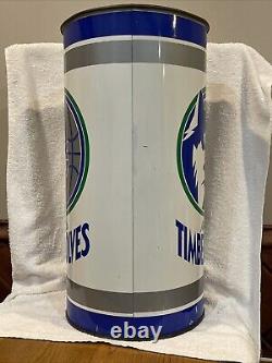 VINTAGE 1990's Minnesota Timberwolves 20 Inch Metal Trash Can, RARE-LOOK