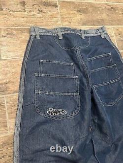 VINTAGE 1990s LEE PIPES WIDE LEG LOGO 32x32 STRIPED BAGGY Blue Metallic RARE