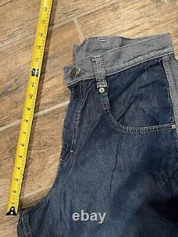 VINTAGE 1990s LEE PIPES WIDE LEG LOGO 32x32 STRIPED BAGGY Blue Metallic RARE