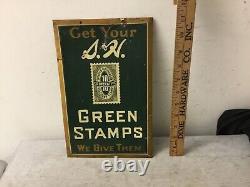 VINTAGE ORIGINAL TIN SIGN S & H Green Stamps RARE