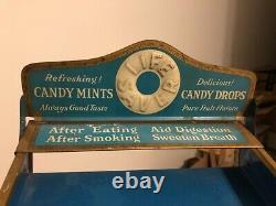 VINTAGE RARE CRISP c. 1920 GRAPHIC LIFESAVERS & CANDY DROPS METAL DISPENSER