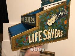 VINTAGE RARE CRISP c. 1920 GRAPHIC LIFESAVERS & CANDY DROPS METAL DISPENSER